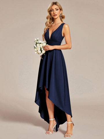 EVER-PRETTY Plunging Neck High Low Hem Dress