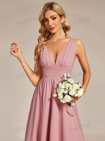 EVER-PRETTY Plunging Neck High Low Hem Dress