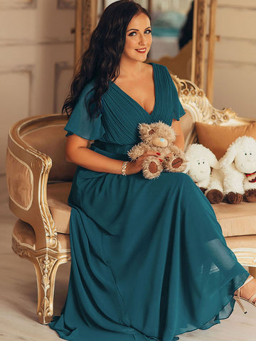 EVER-PRETTY Ruched Bodice Ribbon Waist Chiffon Bridesmaid Dress