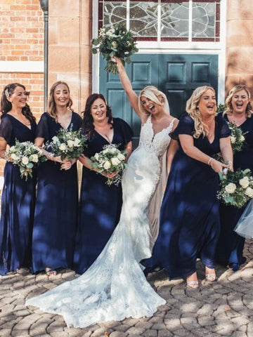 EVER-PRETTY Ruched Bodice Ribbon Waist Chiffon Prom Dress