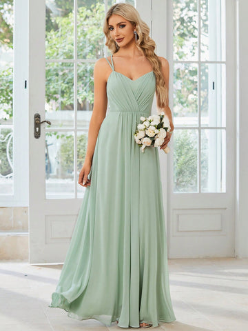 EVER-PRETTY Ruched Tie Backless Chiffon Bridesmaid Dress
