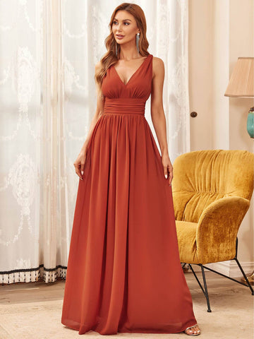 EVER-PRETTY Ruched Zip Back Chiffon Bridesmaid Dress