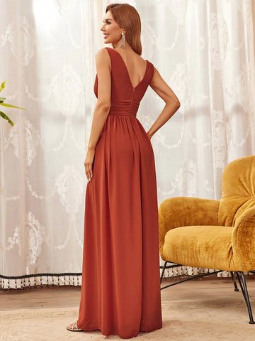 EVER-PRETTY Ruched Zip Back Chiffon Bridesmaid Dress