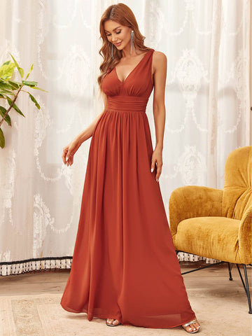 EVER-PRETTY Ruched Zip Back Chiffon Bridesmaid Dress