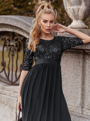 EVER-PRETTY Sequin Bodice Chiffon Prom Dress