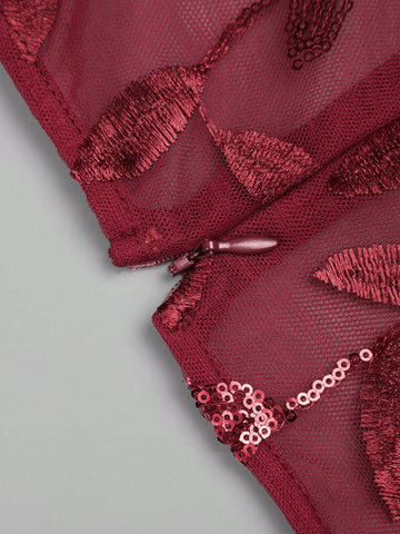 EVER-PRETTY Sequin Butterfly Sleeve Mesh Prom Bridesmaid Dress