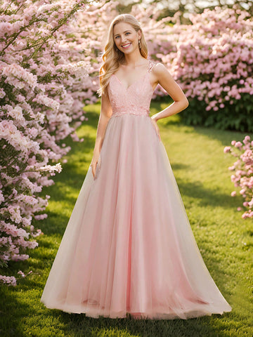 EVER-PRETTY Sequin Insert Mesh Wedding Dress