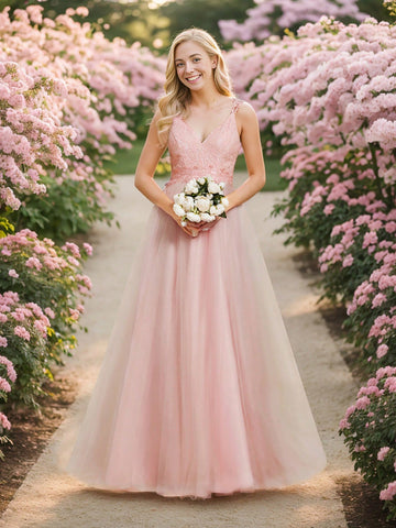 EVER-PRETTY Sequin Insert Mesh Wedding Dress