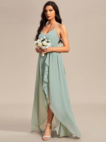 EVER-PRETTY Sexy A-Line Bridesmaid Dress With High-Low Hem And Spaghetti Straps