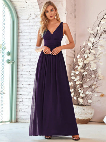 EVER-PRETTY Sexy V-Neck Sleeveless Evening Party Dress With Cinched Waist