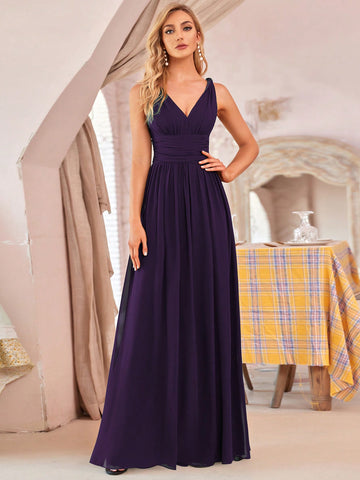 EVER-PRETTY Sexy V-Neck Sleeveless Evening Party Dress With Cinched Waist
