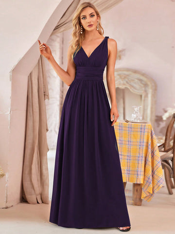 EVER-PRETTY Sexy V-Neck Sleeveless Evening Party Dress With Cinched Waist