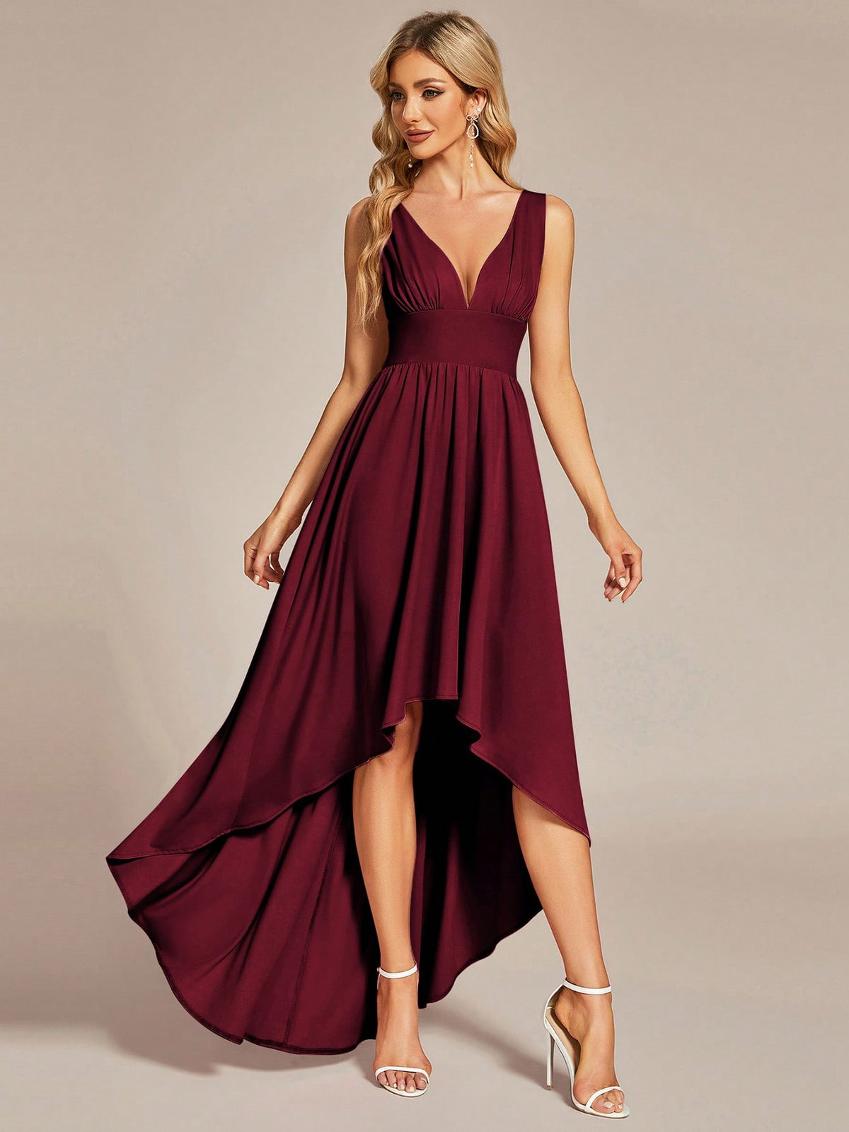 EVER-PRETTY Solid High Low Hem Dress