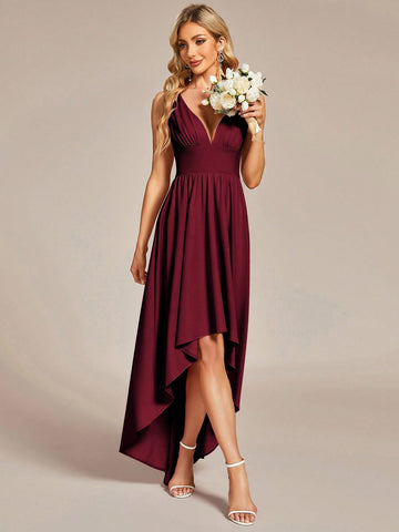 EVER-PRETTY Solid High Low Hem Dress