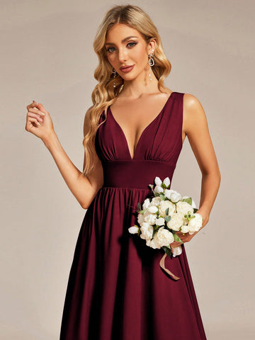EVER-PRETTY Solid High Low Hem Dress