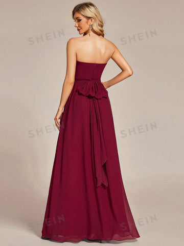 EVER-PRETTY Solid Ruched Chiffon Bridesmaid Dress