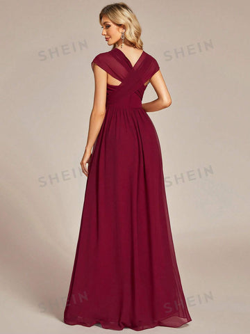 EVER-PRETTY Solid Ruched Chiffon Bridesmaid Dress