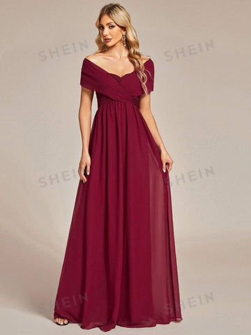 EVER-PRETTY Solid Ruched Chiffon Bridesmaid Dress