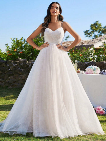 EVER-PRETTY Solid Zip Back Cami Wedding Dress