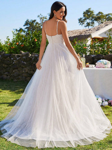 EVER-PRETTY Solid Zip Back Cami Wedding Dress