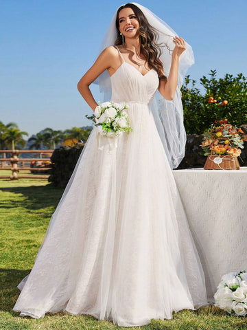 EVER-PRETTY Solid Zip Back Cami Wedding Dress