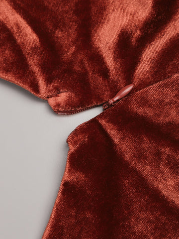 EVER-PRETTY Surplice Neck Flutter Sleeve Velvet Prom Dress