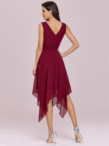 EVER-PRETTY Surplice Neck Hanky Hem Chiffon Bridesmaid Dress