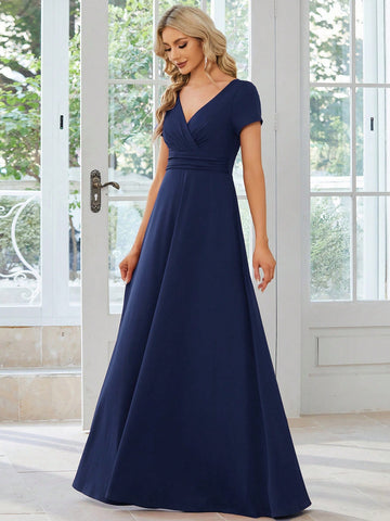 EVER-PRETTY Surplice Neck Ruched Waist Chiffon Bridesmaid Dress