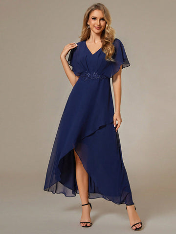 EVER-PRETTY V-Neck Batwing Sleeve Split Mother Of The Bride Dress