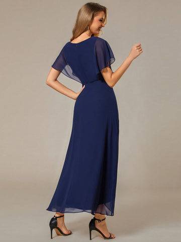 EVER-PRETTY V-Neck Batwing Sleeve Split Mother Of The Bride Dress