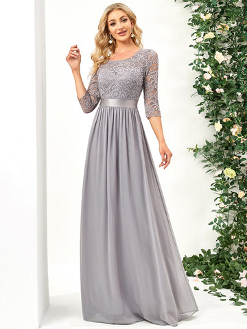 EVER-PRETTY V-back Lace Bodice Chiffon Bridesmaid Dress