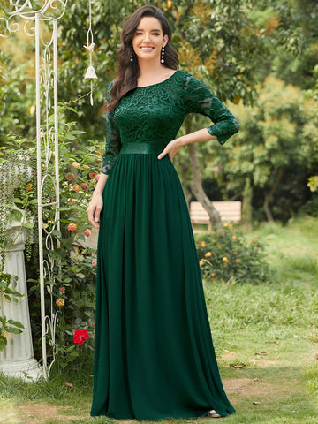 EVER-PRETTY V-back Lace Bodice Chiffon Bridesmaid Dress