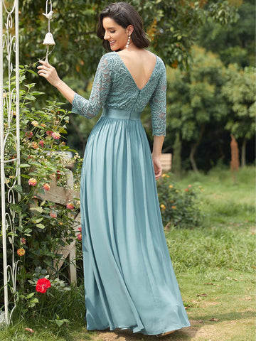 EVER-PRETTY V-back Lace Bodice Chiffon Bridesmaid Dress