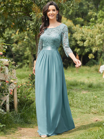 EVER-PRETTY V-back Lace Bodice Chiffon Bridesmaid Dress