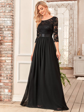 EVER-PRETTY V-back Lace Bodice Chiffon Bridesmaid Dress