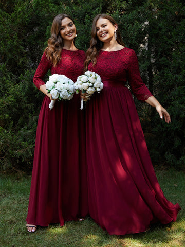 EVER-PRETTY V-back Lace Bodice Chiffon Bridesmaid Dress
