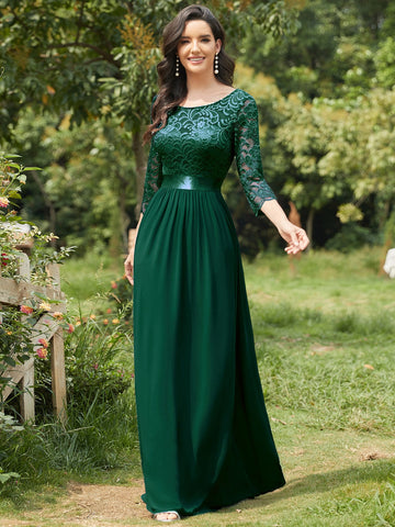 EVER-PRETTY V-back Lace Bodice Chiffon Bridesmaid Dress