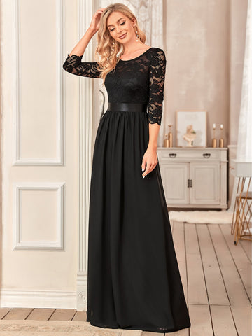 EVER-PRETTY V-back Lace Bodice Chiffon Bridesmaid Dress