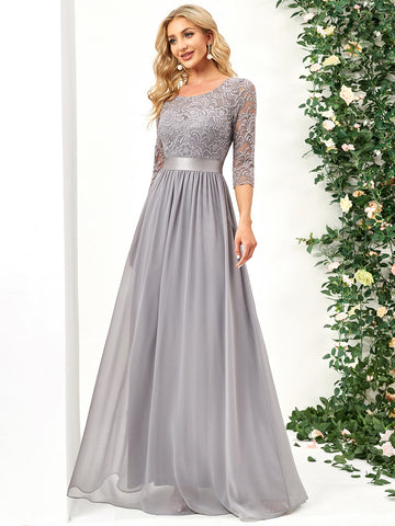 EVER-PRETTY V-back Lace Bodice Chiffon Bridesmaid Dress