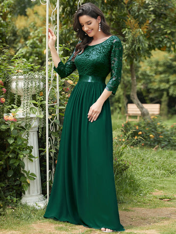 EVER-PRETTY V-back Lace Bodice Chiffon Bridesmaid Dress