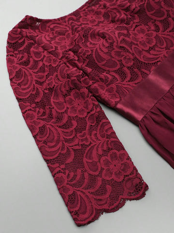 EVER-PRETTY V-back Lace Bodice Chiffon Bridesmaid Dress