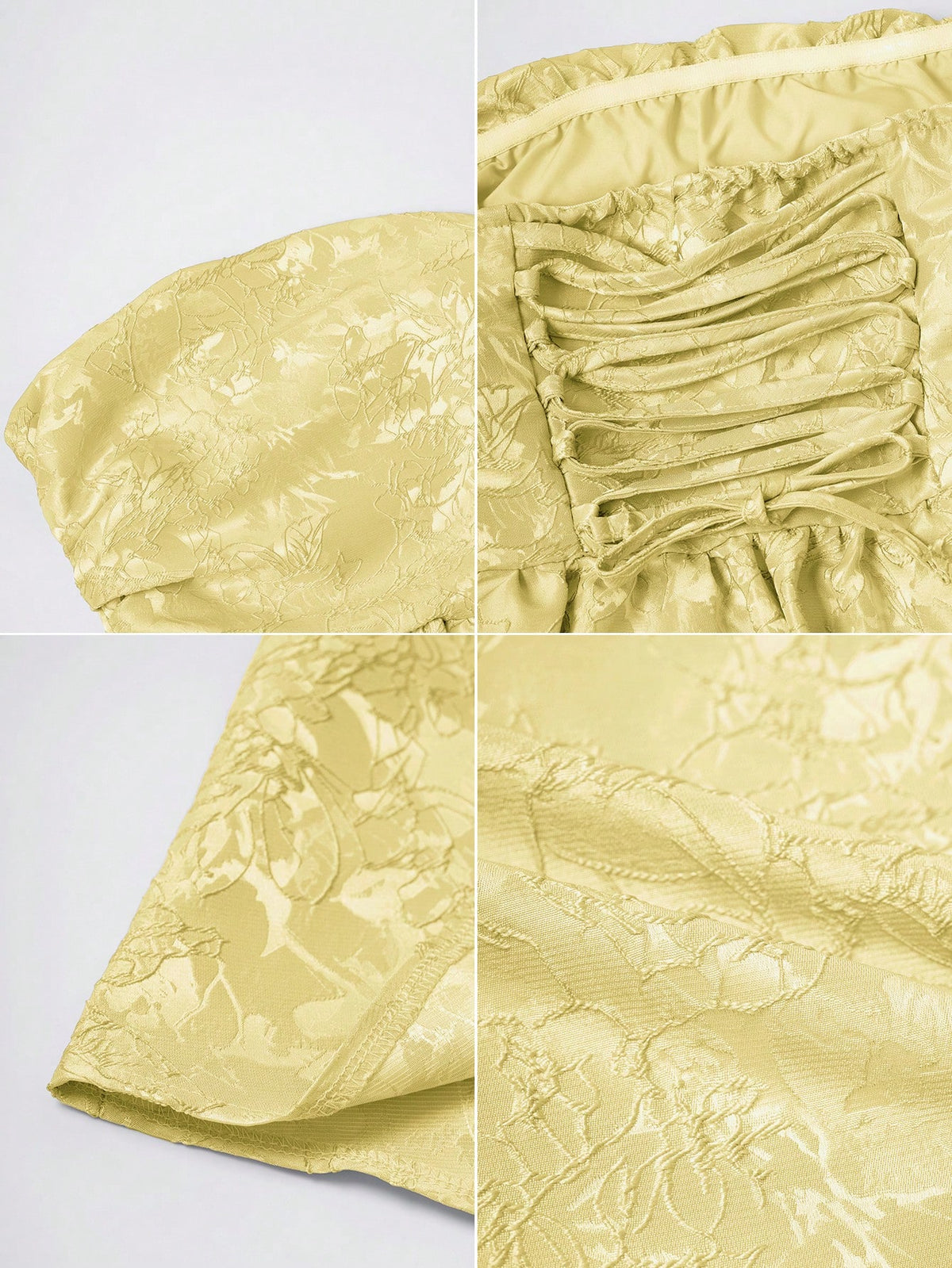 Easter Music Festival Casual Elegant Sexy Solid Pale Yellow Jacquard Strapless Backless High Cinched Waist Waist Dress For Single's Party, Carnival, Wedding, Party, Graduation, Tea Party Long Dress