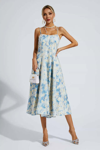 Edith Blue Floral Slip Maxi Dress