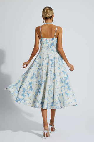 Edith Blue Floral Slip Maxi Dress