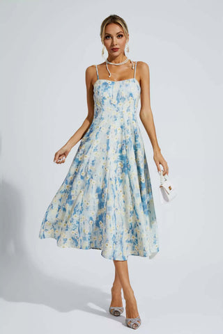 Edith Blue Floral Slip Maxi Dress