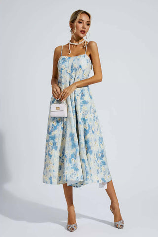 Edith Blue Floral Slip Maxi Dress