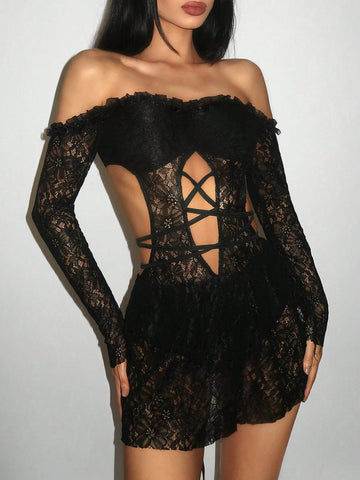 EgrlEra Lace Dress, Women Casual Minimalist Fashion For Everyday Wear