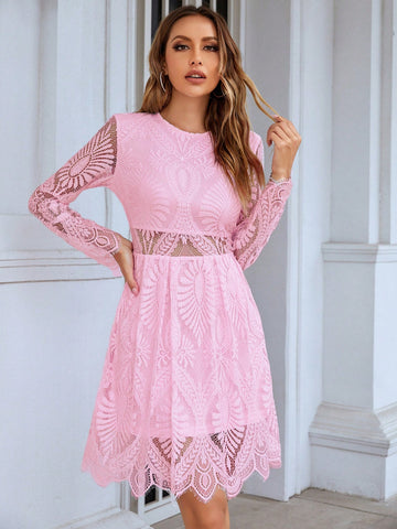 Eilly Bazar Lace Long Sleeve Dress For Women