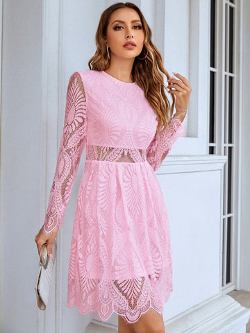 Eilly Bazar Lace Long Sleeve Dress For Women