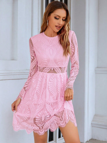 Eilly Bazar Lace Long Sleeve Dress For Women